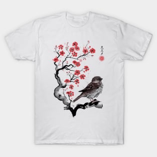 Little Sparrow sumi-e T-Shirt